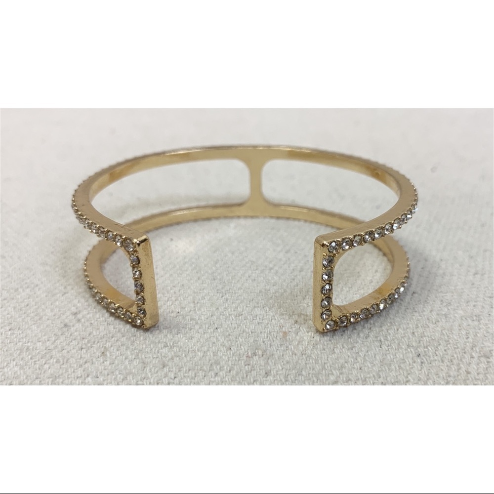 Gold Rhinestone H Cuff Bracelet - Picture 3 of 5